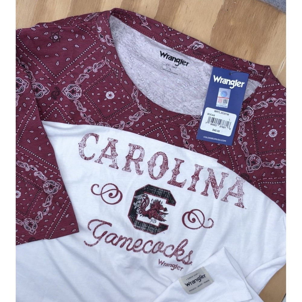 South Carolina Gamecocks Wrangler X Colosseum‎ 3/4 Paisley T-shirt Large New